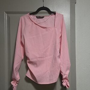 Zara Blush Pink Asymmetrical Blouse